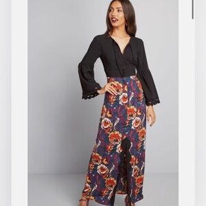 ModCloth x Anna Sui Rooted In Retro Maxi Print Bell Sleeve Dress Size 2